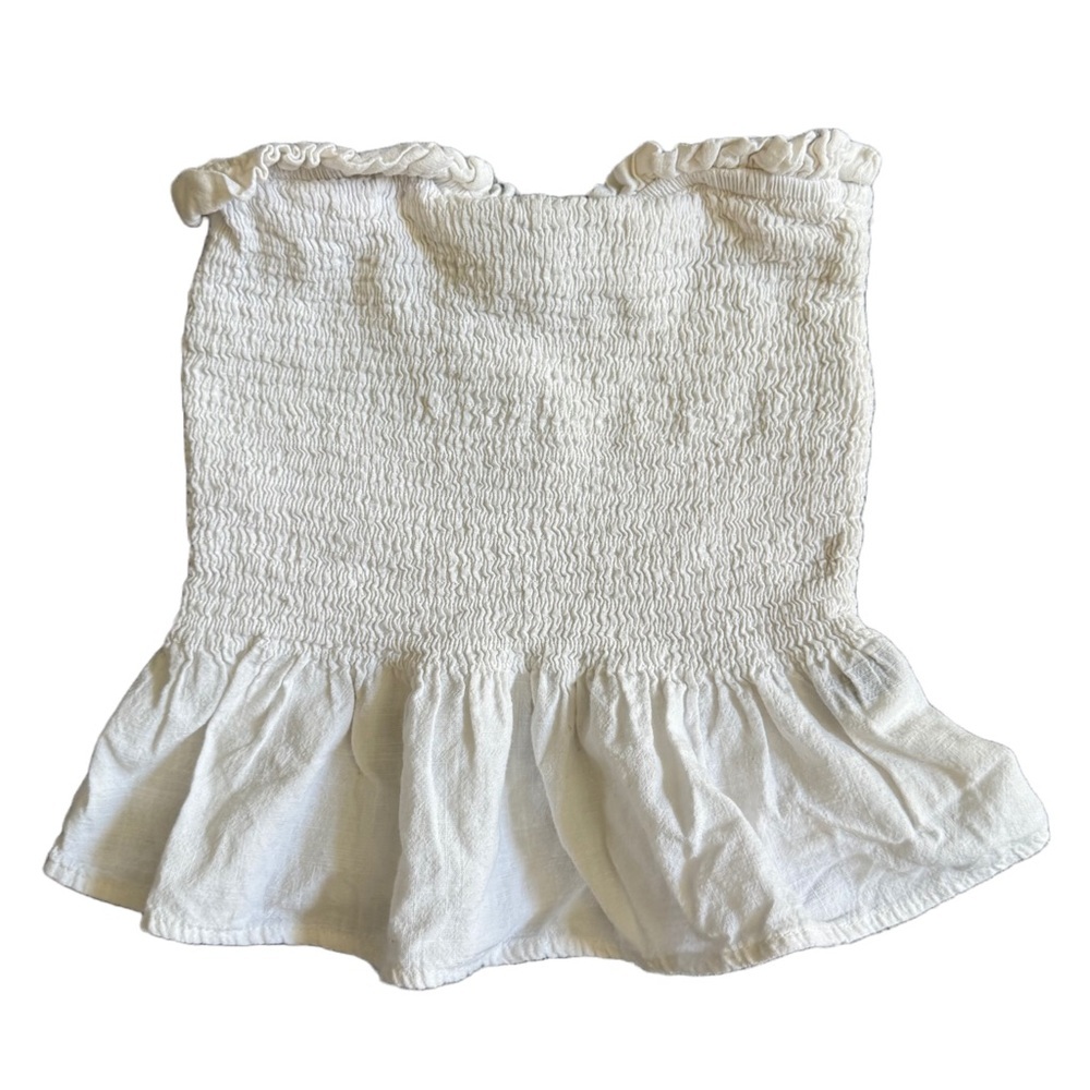SHEIN WHITE PEPLUM TUBE TOP WITH RUFFLES SIZE XS